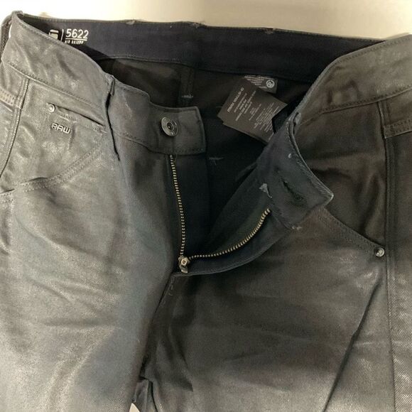 G-Star Raw Jeans Mid Skinny 5622 Moto Style Black Zippered Knee Waist 27 - Picture 14 of 15